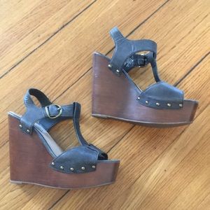 Steve Madden Black Leather Platform Heels